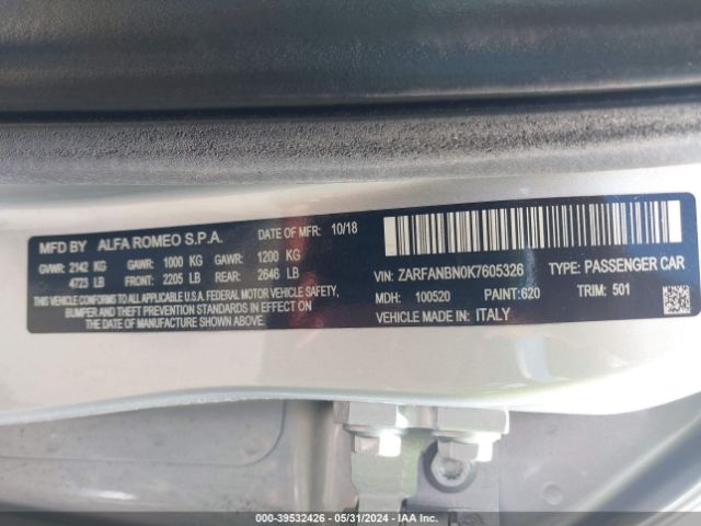 ZARFANBN0K7605326 Alfa Romeo Giulia Ti Lusso Awd