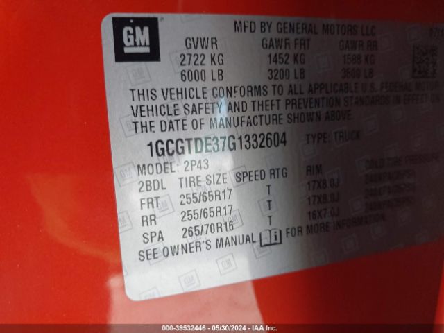 1GCGTDE37G1332604 Chevrolet Colorado Z71