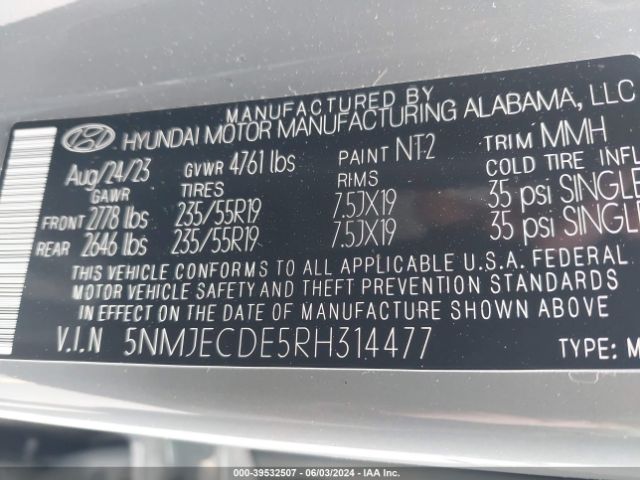 5NMJECDE5RH314477 Hyundai Tucson Limited