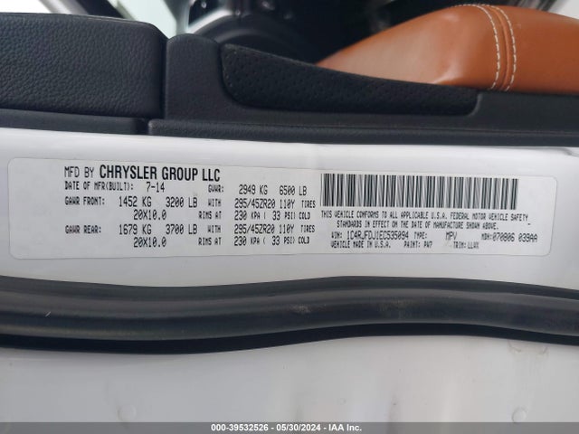 1C4RJFDJ1EC535094 Jeep Grand Cherokee Srt8