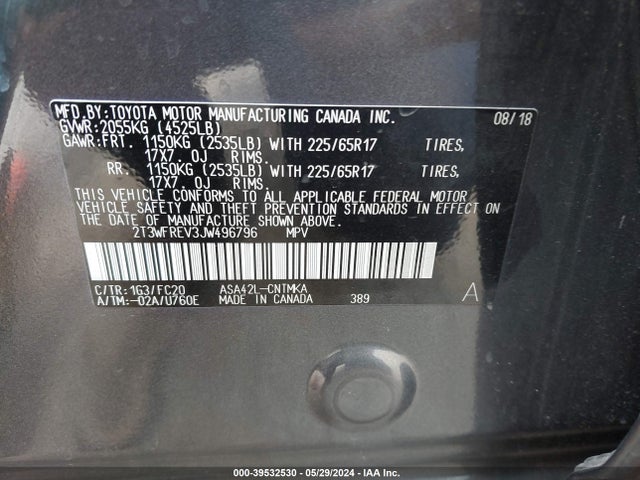 Toyota Rav4 Xle 2018 2T3WFREV3JW496796 Image 9