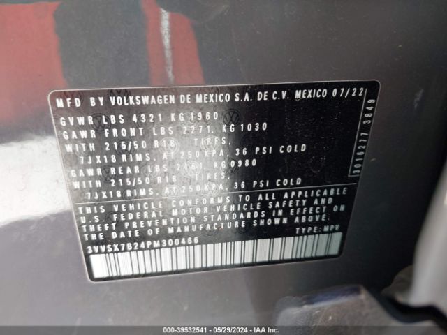 3VVSX7B24PM300466 Volkswagen Taos 1.5t Se