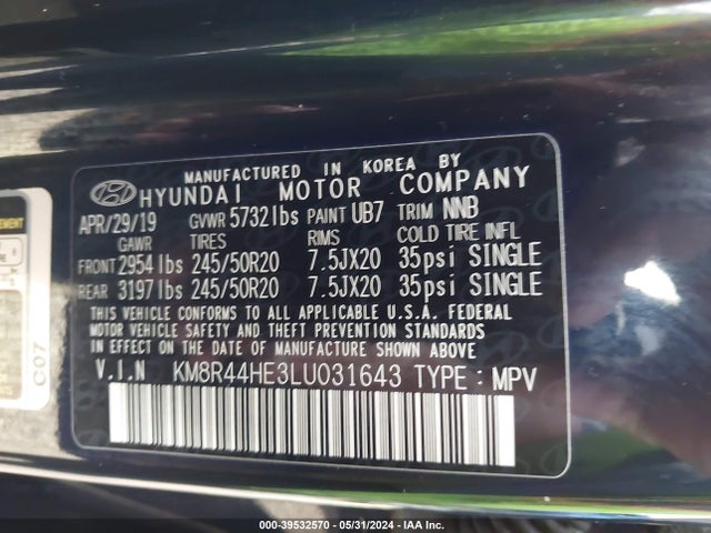 Hyundai Palisade Sel 2020 KM8R44HE3LU031643 Image 9