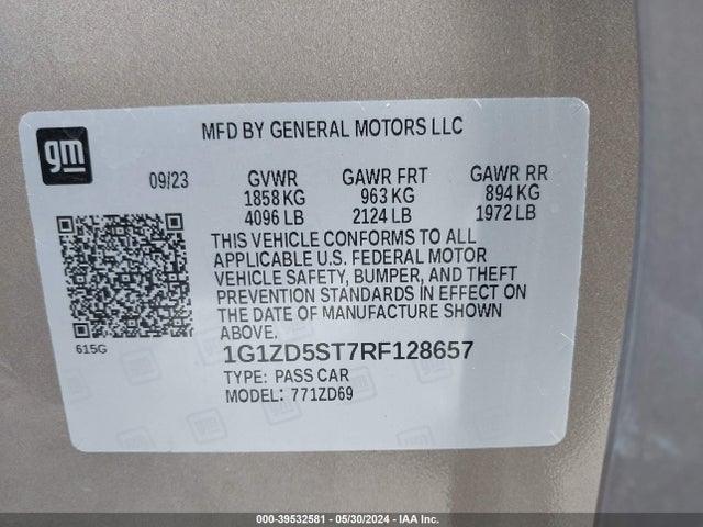Chevrolet MALIBU LT 2024 1G1ZD5ST7RF128657 Image 9