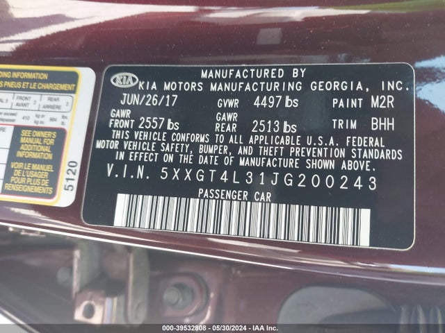KIA Optima Lx 2018 5XXGT4L31JG200243 Image 9