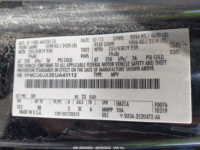 Ford Escape Titanium 2014 1FMCU0JX3EUA43112 Image 9