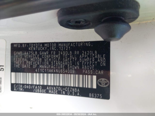 Toyota CAMRY LE 2022 4T1C11AK4NU654009 Image 9