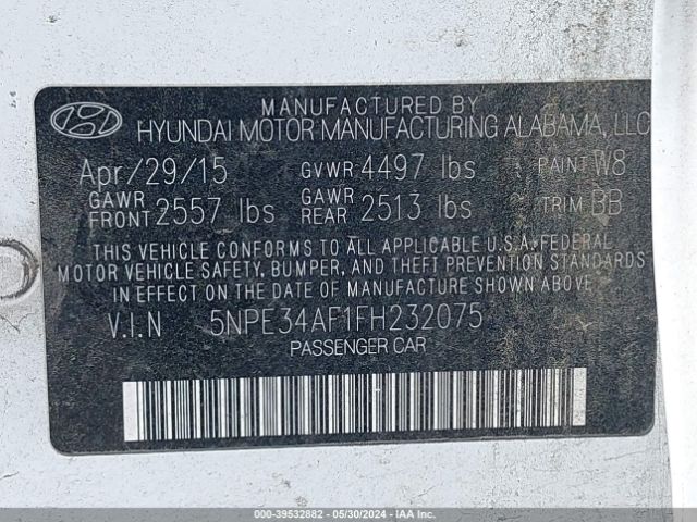 5NPE34AF1FH232075 Hyundai Sonata Sport