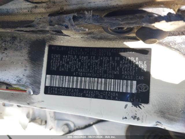 Toyota CAMRY LE 2019 4T1B11HK6KU758580 Image 9