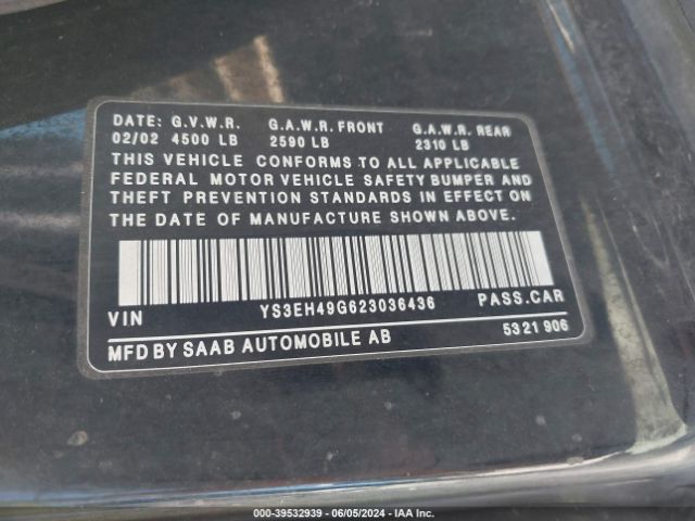 2002 SAAB 9-5 YS3EH49G623036436 Photo 8