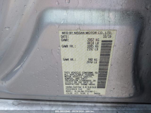 1N4BL3AP2HC143898 Nissan Altima 3.5 Sl