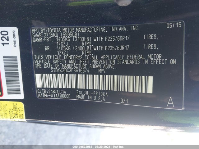 Toyota Sienna Xle 8 Passenger 2015 5TDYK3DC3FS616574 Image 9
