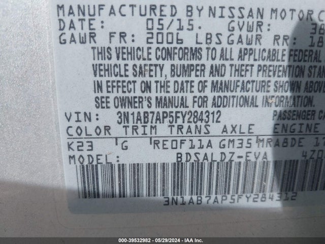 Nissan SENTRA SV 2015 3N1AB7AP5FY284312 Image 9