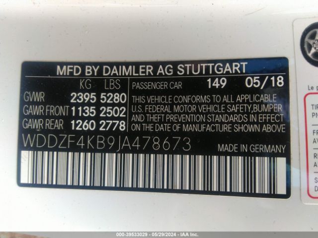 WDDZF4KB9JA478673 Mercedes-Benz E 300 4matic