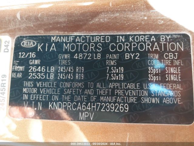 KNDPRCA64H7239269 KIA Sportage Sx Turbo