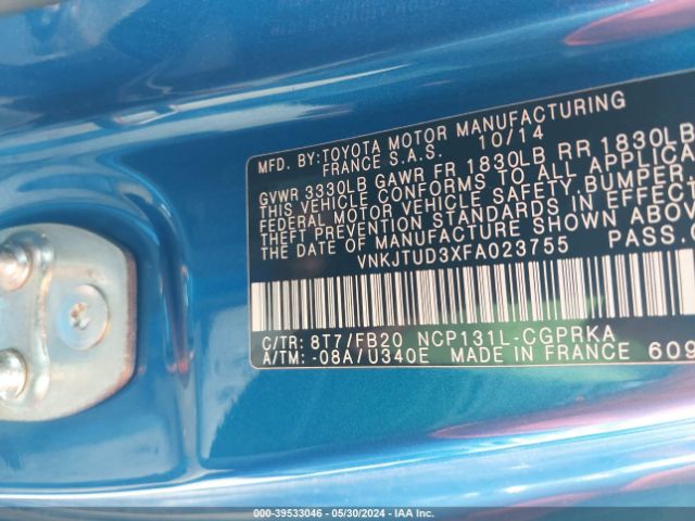VNKJTUD3XFA023755 Toyota YARIS LE