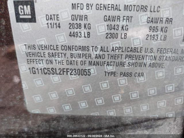1G11C5SL2FF230055 Chevrolet MALIBU 1LT