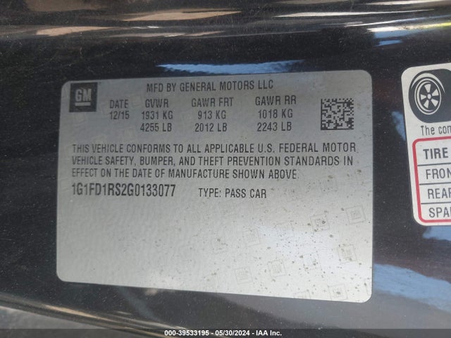 Chevrolet Camaro 2lt 2016 1G1FD1RS2G0133077 Image 9