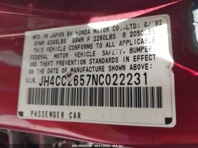 1992 ACURA VIGOR JH4CC2657NC022231 Photo 8