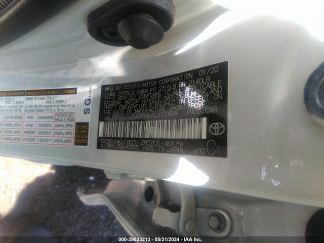 Toyota COROLLA LE 2020 JTDEPRAE4LJ100889 Image 9