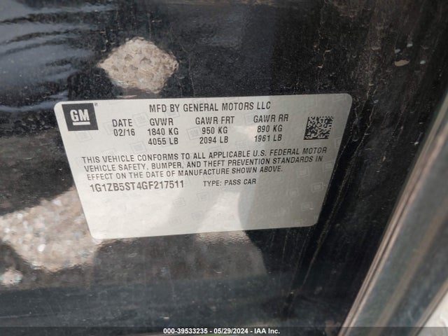 Chevrolet MALIBU LS 2016 1G1ZB5ST4GF217511 Image 9