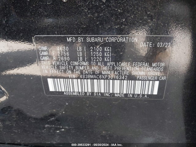 4S3BWAC6XP3016342 Subaru Legacy Premium