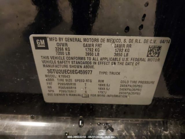 3GTU2UEC6EG459977 GMC Sierra 1500 Sle