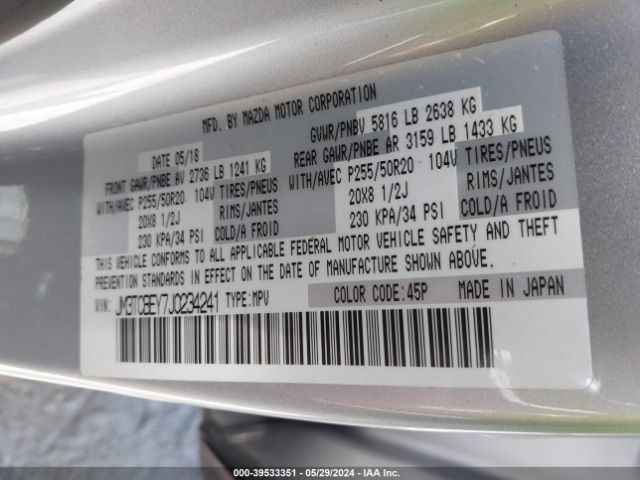 JM3TCBEY7J0234241 Mazda Cx-9 Signature