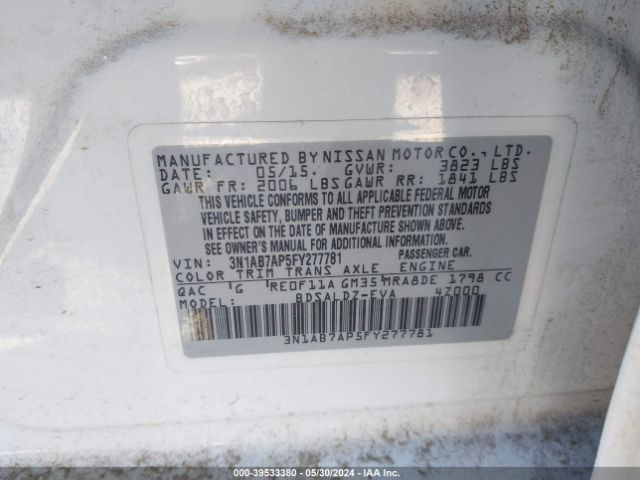 3N1AB7AP5FY277781 Nissan SENTRA SV