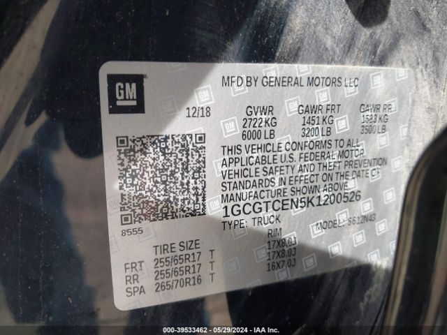 1GCGTCEN5K1200526 Chevrolet Colorado Lt