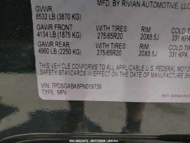 7PDSGABA8PN019739 Rivian R1s Adventure