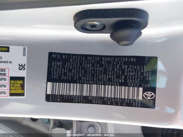 Toyota COROLLA LE 2024 5YFB4MDE0RP109104 Image 9