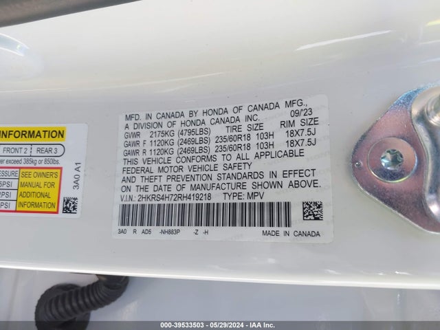 Honda Cr-v Ex-l Awd 2024 2HKRS4H72RH419218 Image 9