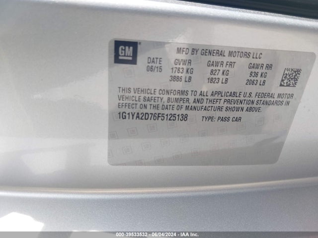 Chevrolet CORVETTE STINGRAY 2015 1G1YA2D76F5125138 Image 9