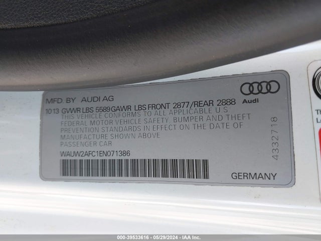 WAUW2AFC1EN071386 Audi S7 4.0t Prestige