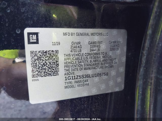 1G11Z5S36LU105758 Chevrolet Impala Fwd Lt