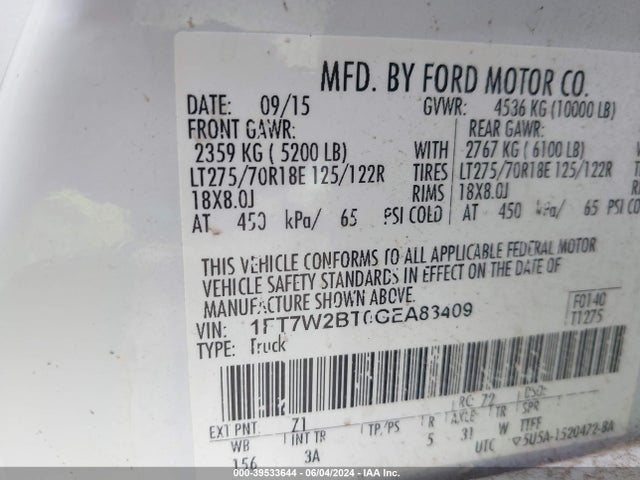 Ford F-250 Xlt 2016 1FT7W2BT0GEA83409 Image 9