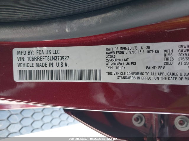1C6RREFT8LN373927 RAM 1500 Lone Star  4x2 5'7 Box