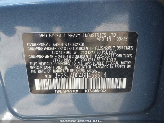 Subaru Forester 2.5i Premium 2016 JF2SJADC4GH459514 Image 9