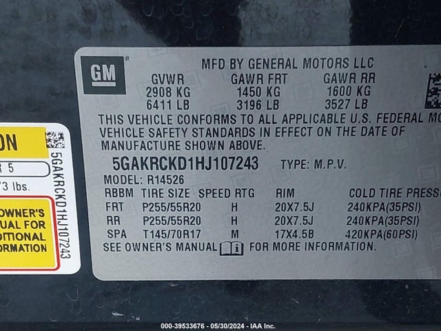 5GAKRCKD1HJ107243 Buick Enclave Premium