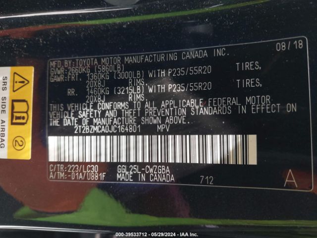 2T2BZMCA0JC164801 Lexus Rx 350 F Sport
