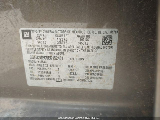 3GTU2UEC5EG152431 GMC Sierra 1500 Sle