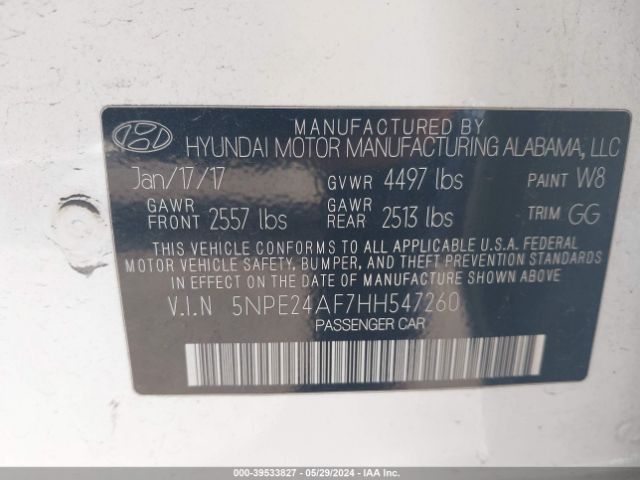5NPE24AF7HH547260 Hyundai Sonata