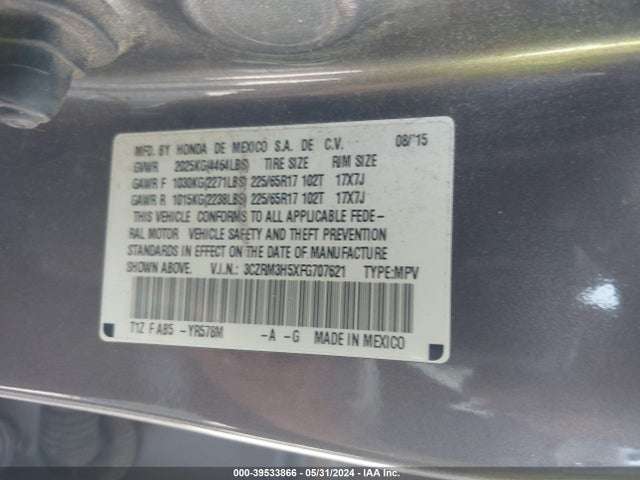 Honda CR-V EX 2015 3CZRM3H5XFG707621 Image 9