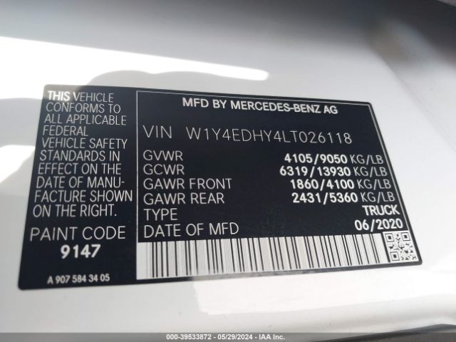 W1Y4EDHY4LT026118 Mercedes-Benz Sprinter 2500 High Roof V6