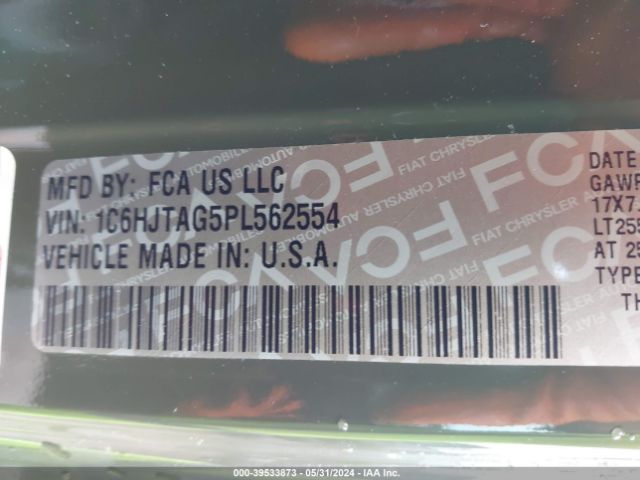 1C6HJTAG5PL562554 Jeep Gladiator Texas Trail 4x4