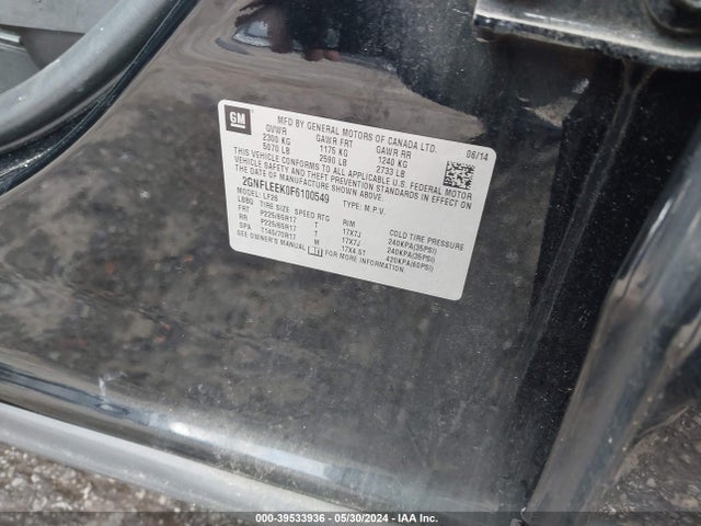 Chevrolet EQUINOX LS 2015 2GNFLEEK0F6100549 Image 9