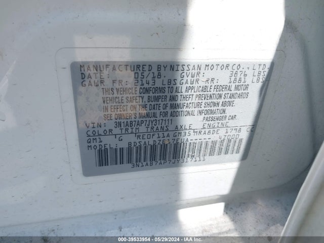Nissan SENTRA SV 2018 3N1AB7AP7JY317111 Image 9
