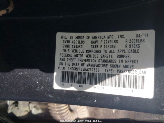 1HGCR2F35EA207583 Honda ACCORD LX