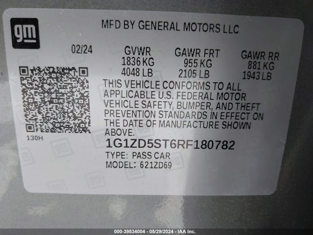 Chevrolet MALIBU LT 2024 1G1ZD5ST6RF180782 Image 9